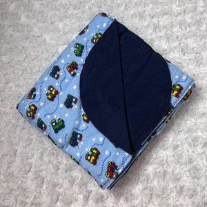 Colorful Trains Flannel Baby Blanket